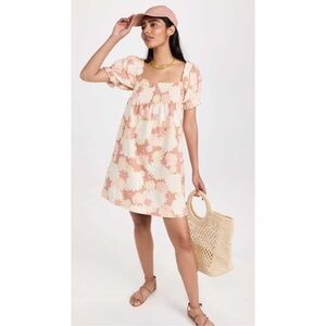 Faherty Ramona Organic Cotton Puff Sleeve Mini Dress in Warm Jicaro Island Sz S